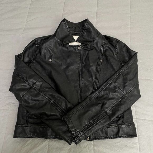 Women Altar'd State PU Leather Jacket in Black Relaxed Fit Medium - Picture 1 of 11